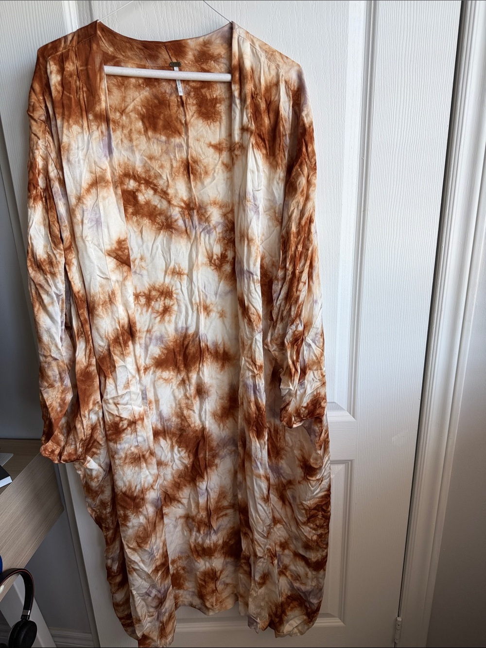 Tie-Dye Kimono coverup - Rust & Cream